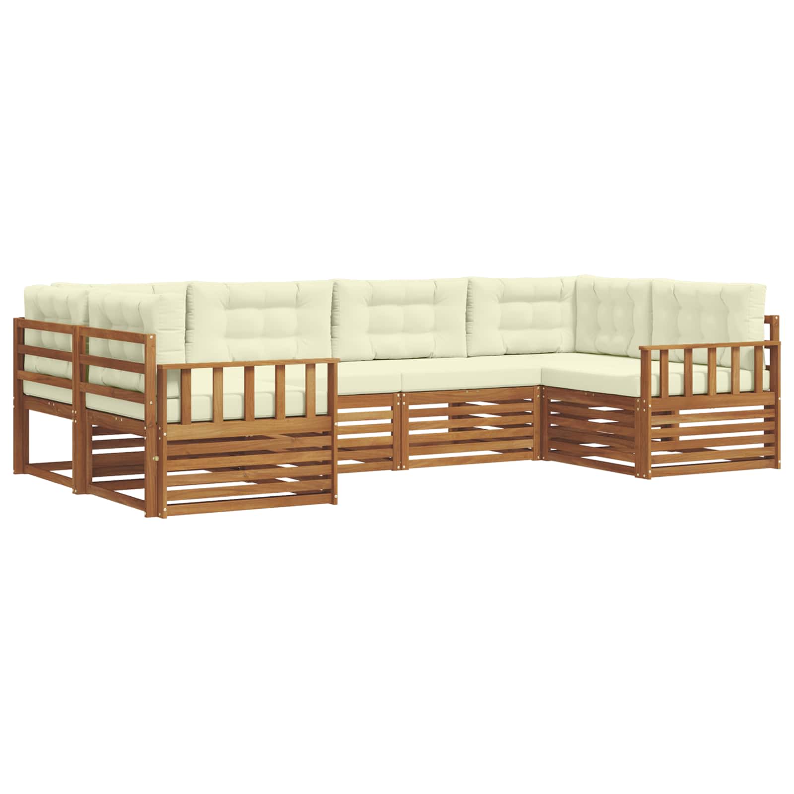 Set di divani da esterno con cuscino 6 pcs Naturale e Crema | homemem39