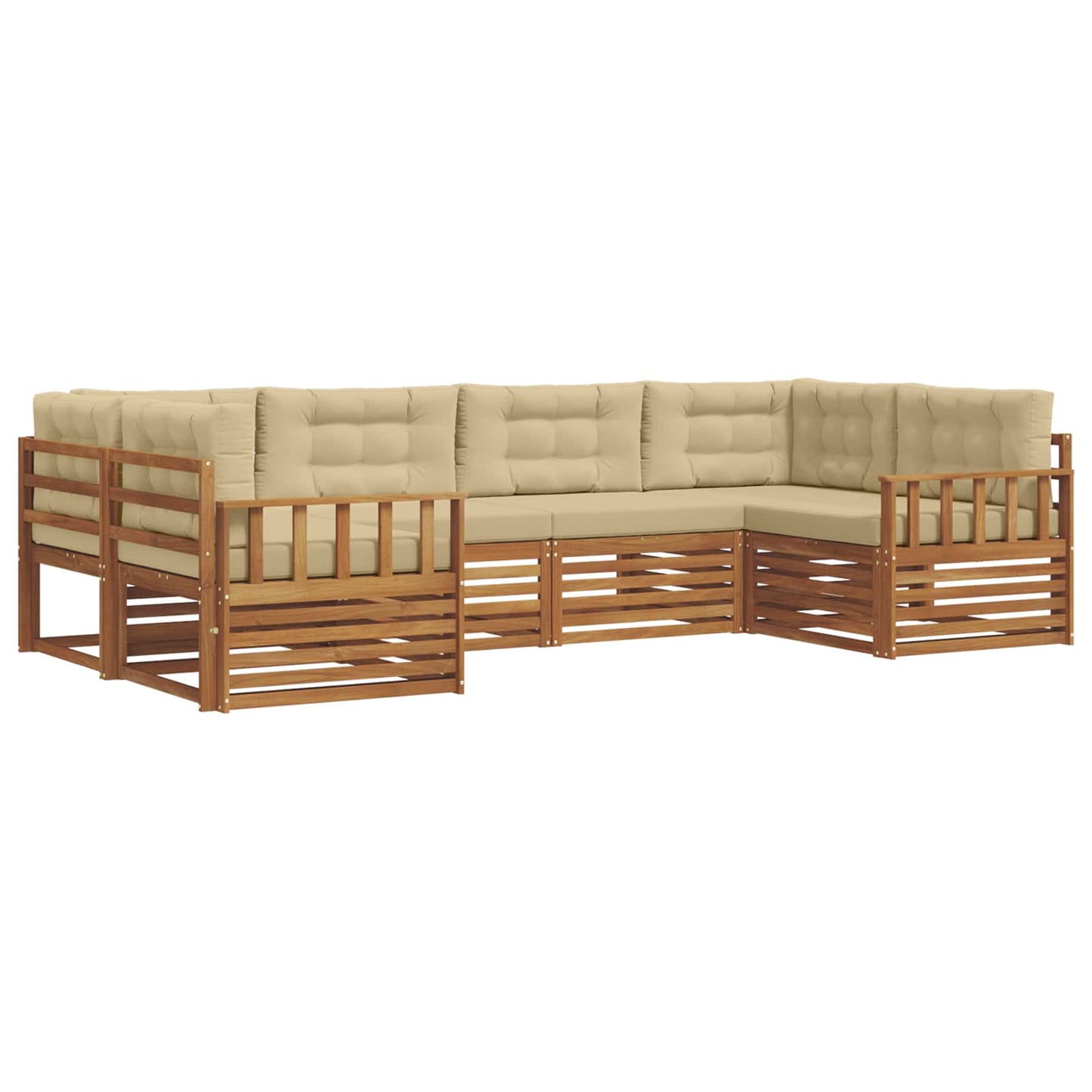 Set di divani da esterno con cuscino 6 pcs Naturale e Beige | homemem39