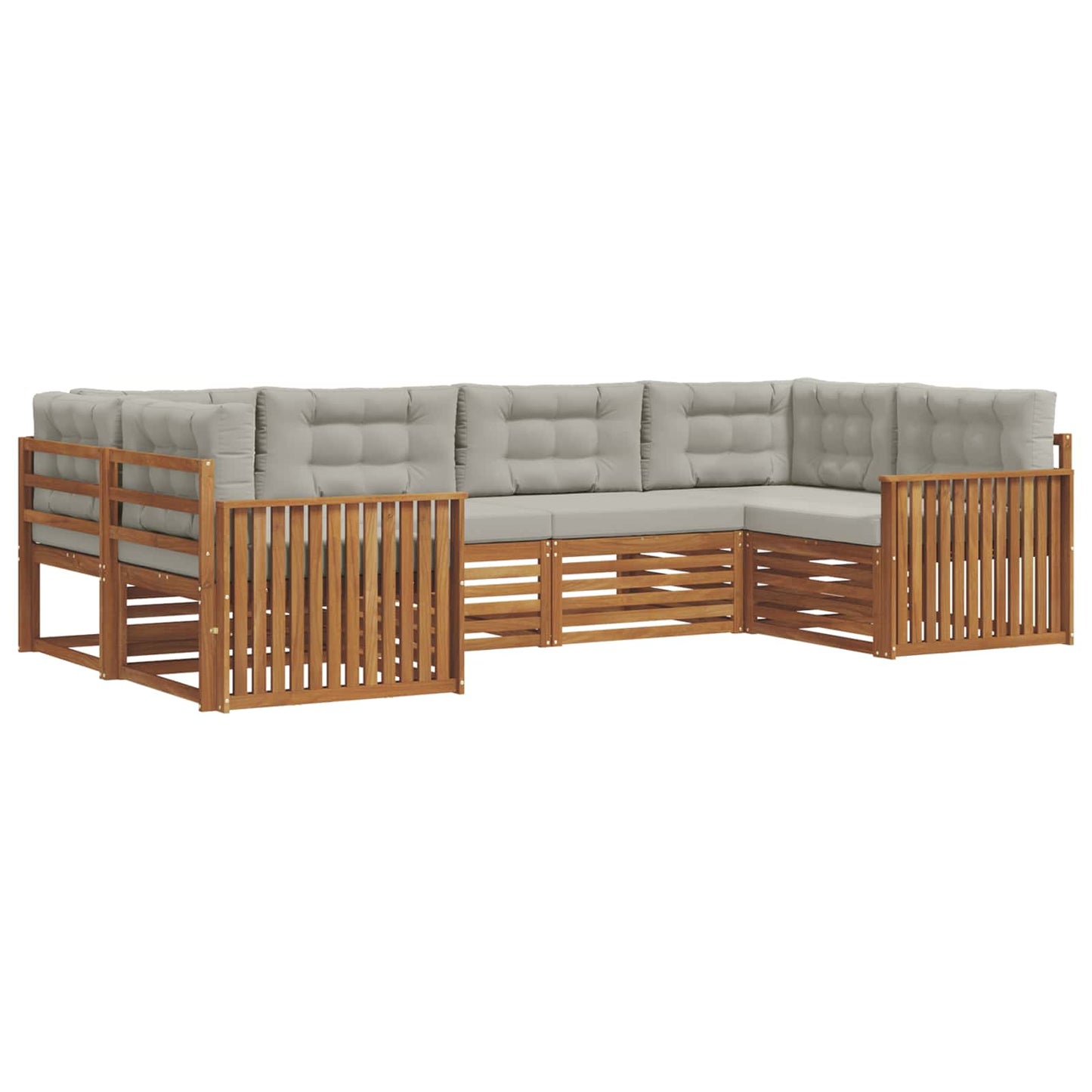 Set di divani da esterno 6 pcs Grigio Naturale e Chiaro | homemem39