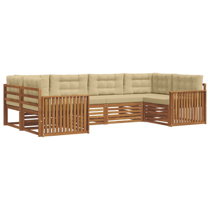 Set di divani da esterno con cuscino 6 pcs Naturale e Beige