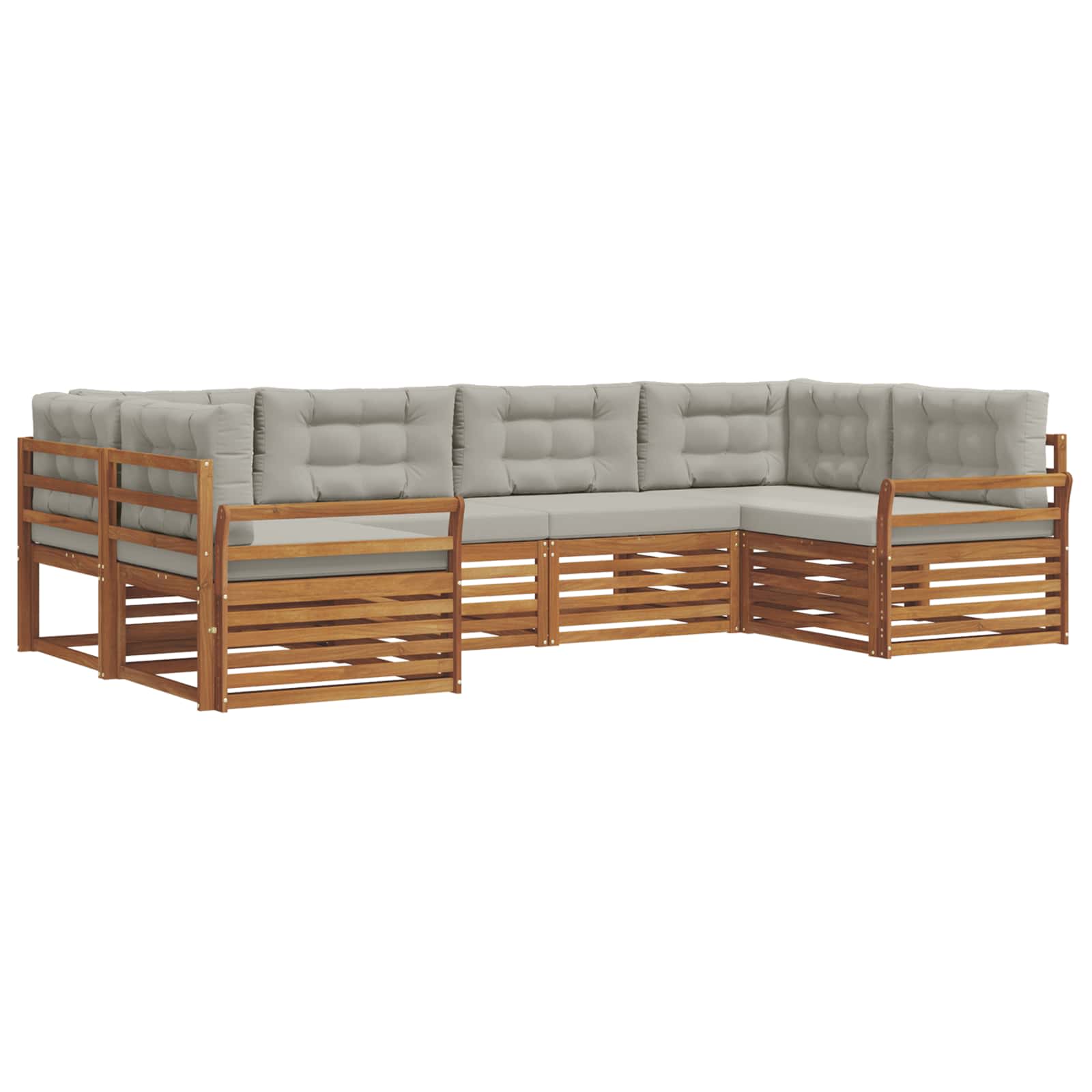 Set di divani da esterno 6 pcs Grigio Naturale e Chiaro | homemem39