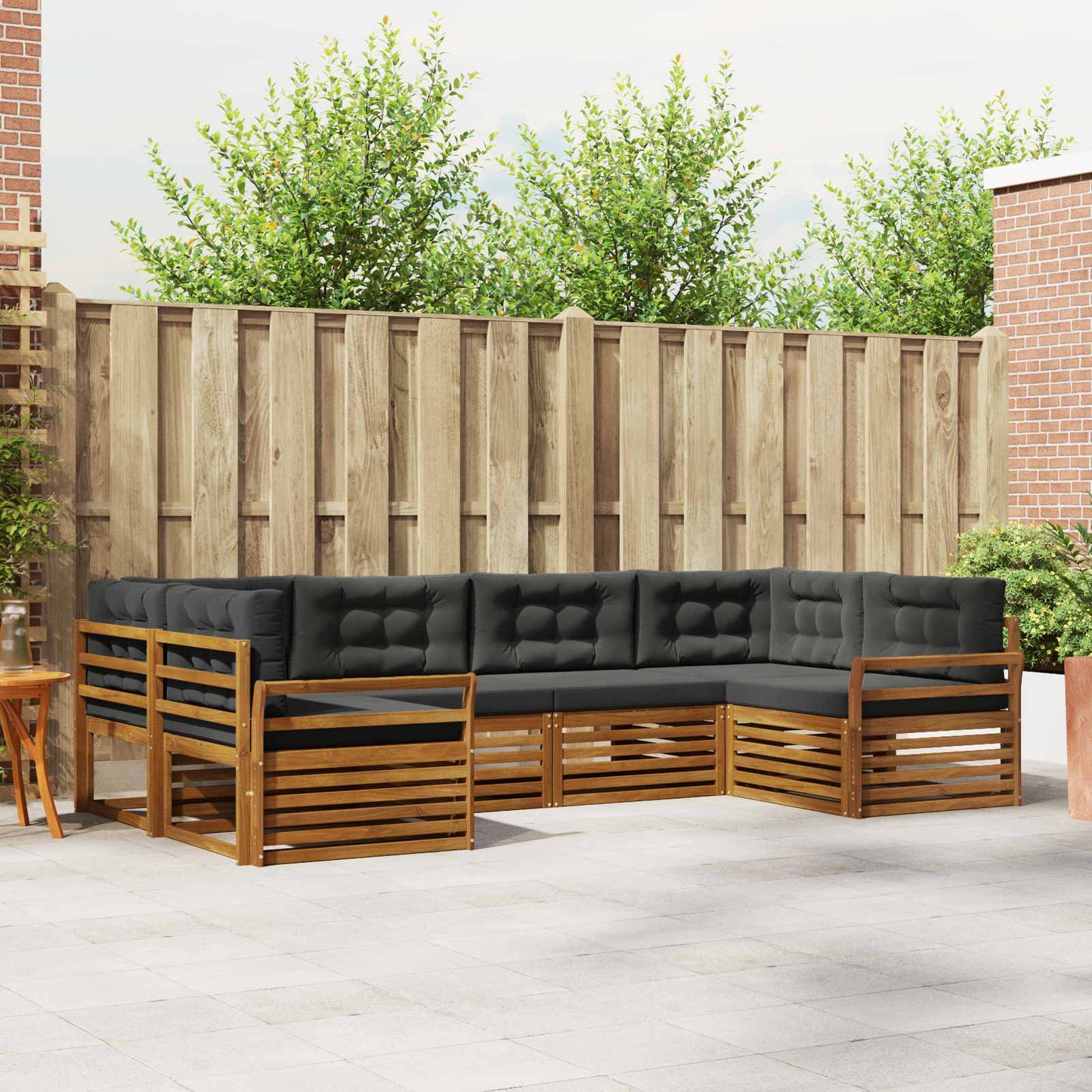 Set di divani da esterno con cuscino 6 pcs Naturale e Antracite