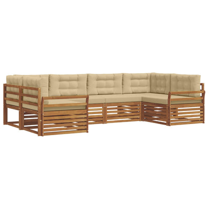 Set di divani da esterno con cuscino 6 pcs Naturale e Beige