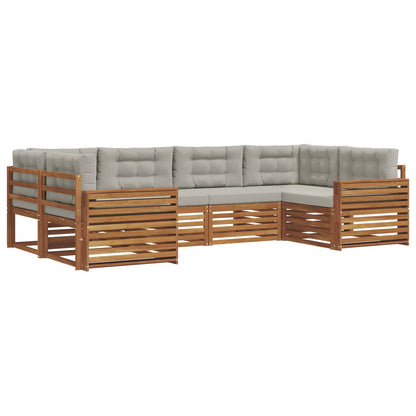 Set di divani da esterno 6 pcs Grigio Naturale e Chiaro