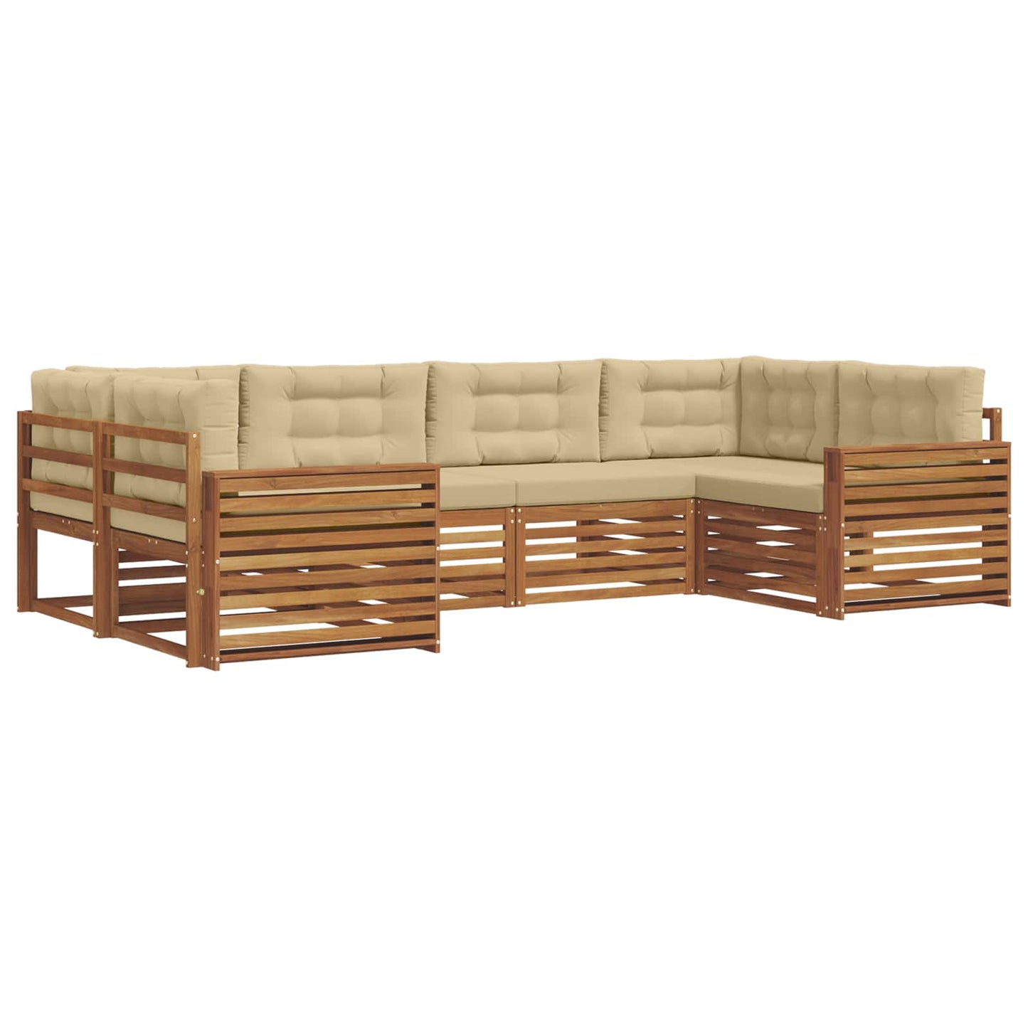 Set di divani da esterno con cuscino 6 pcs Naturale e Beige