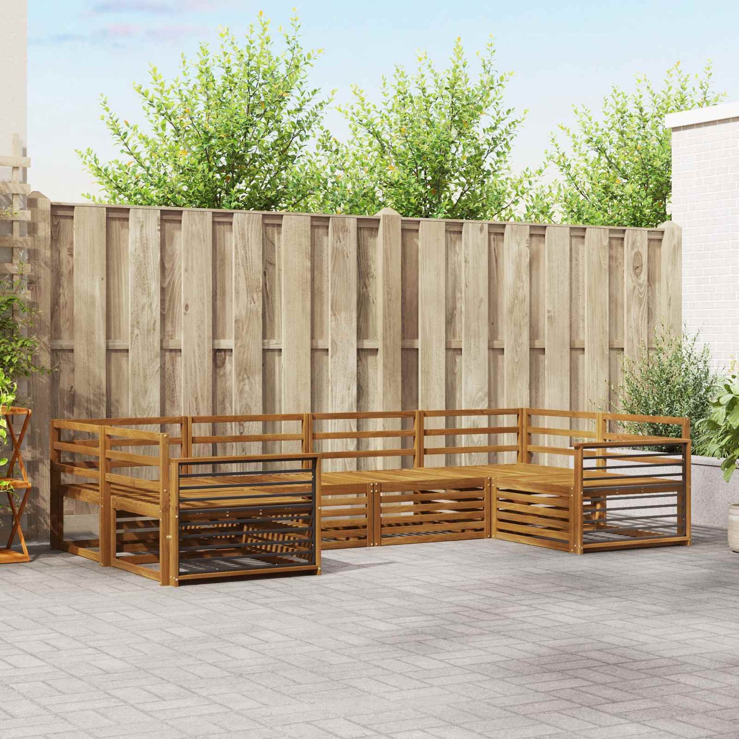 Set divani 6 pcs Naturale Legno di Acacia Massello