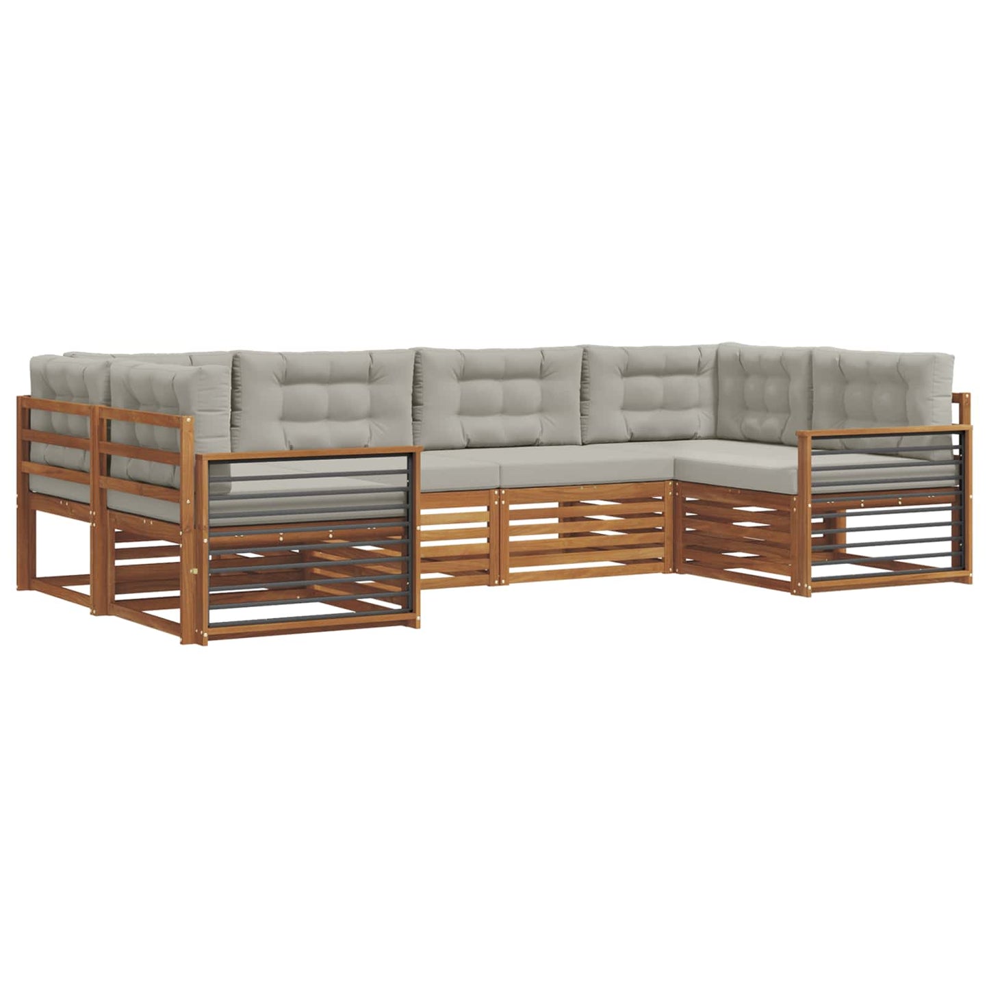 Set di divani da esterno 6 pcs Grigio Naturale e Chiaro