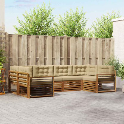 Set di divani da esterno con cuscino 6 pcs Naturale e Beige