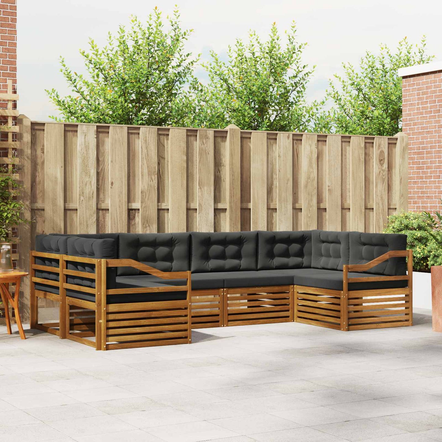 Set di divani da esterno con cuscino 6 pcs Naturale e Antracite