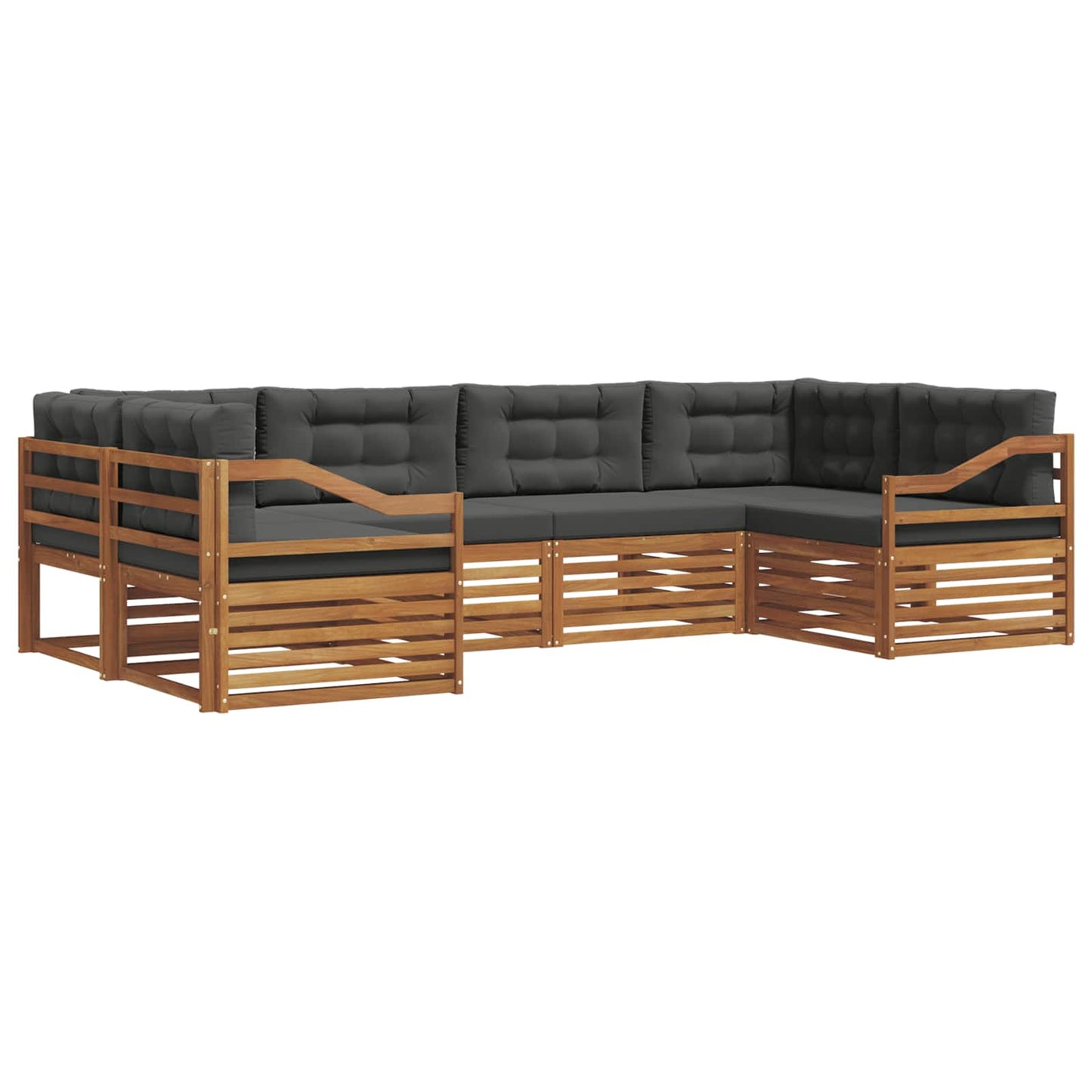 Set di divani da esterno con cuscino 6 pcs Naturale e Antracite | homemem39