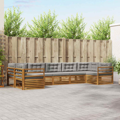 Set di divani da esterno 7 pcs Grigio Naturale e Chiaro
