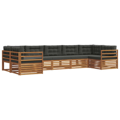 Set di divani da esterno con cuscino 7 pcs Naturale e Antracite | homemem39