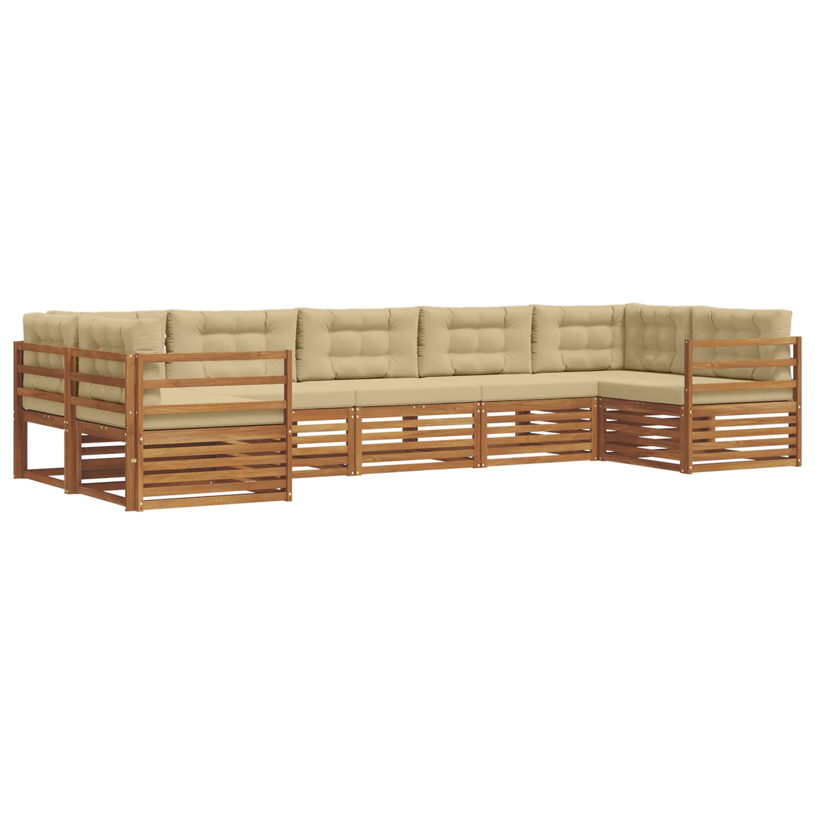 Set di divani da esterno con cuscino 7 pcs Naturale e Beige | homemem39