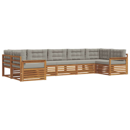 Set di divani da esterno 7 pcs Grigio Naturale e Chiaro
