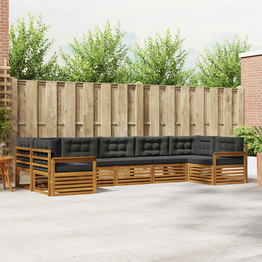 Set di divani da esterno con cuscino 7 pcs Naturale e Antracite