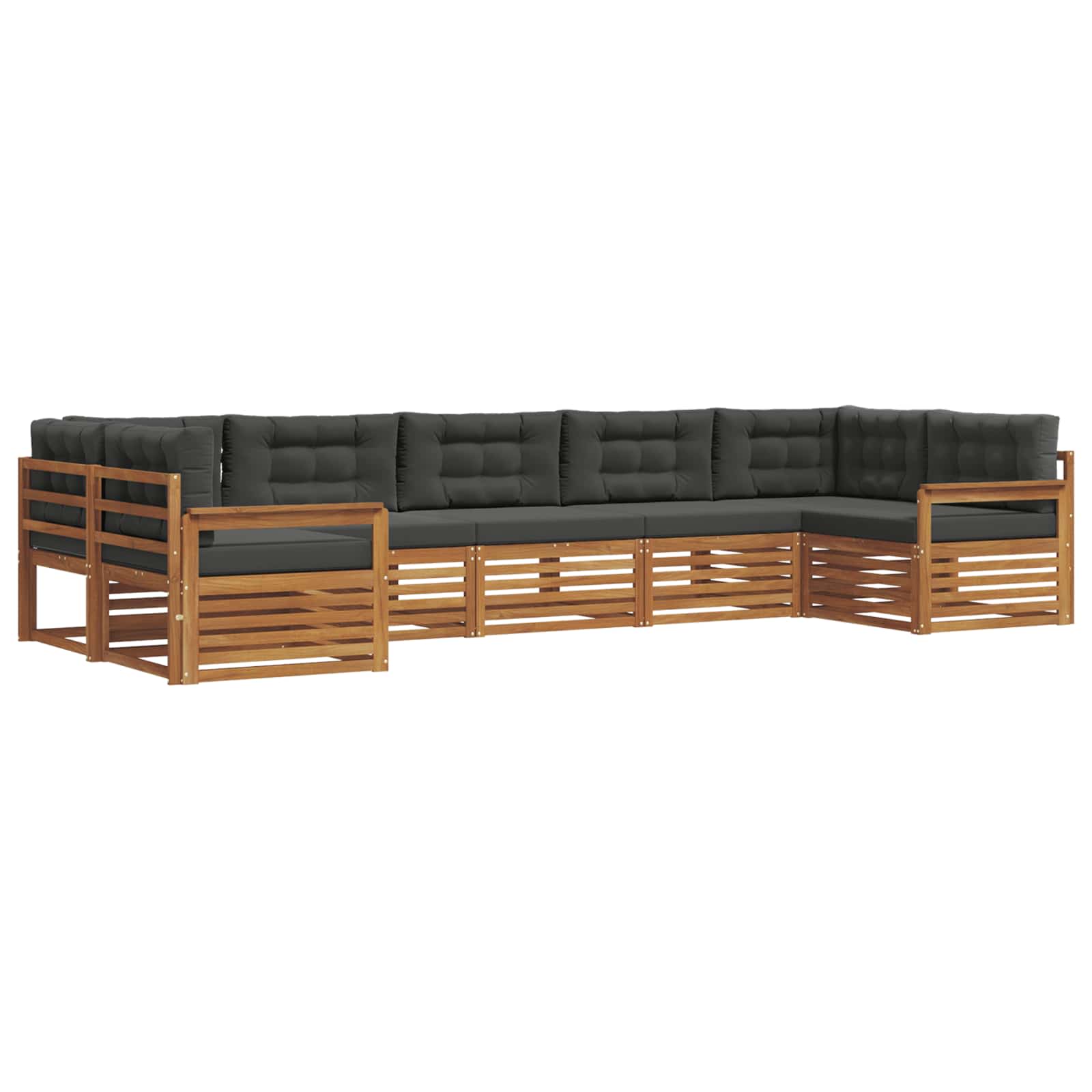 Set di divani da esterno con cuscino 7 pcs Naturale e Antracite | homemem39