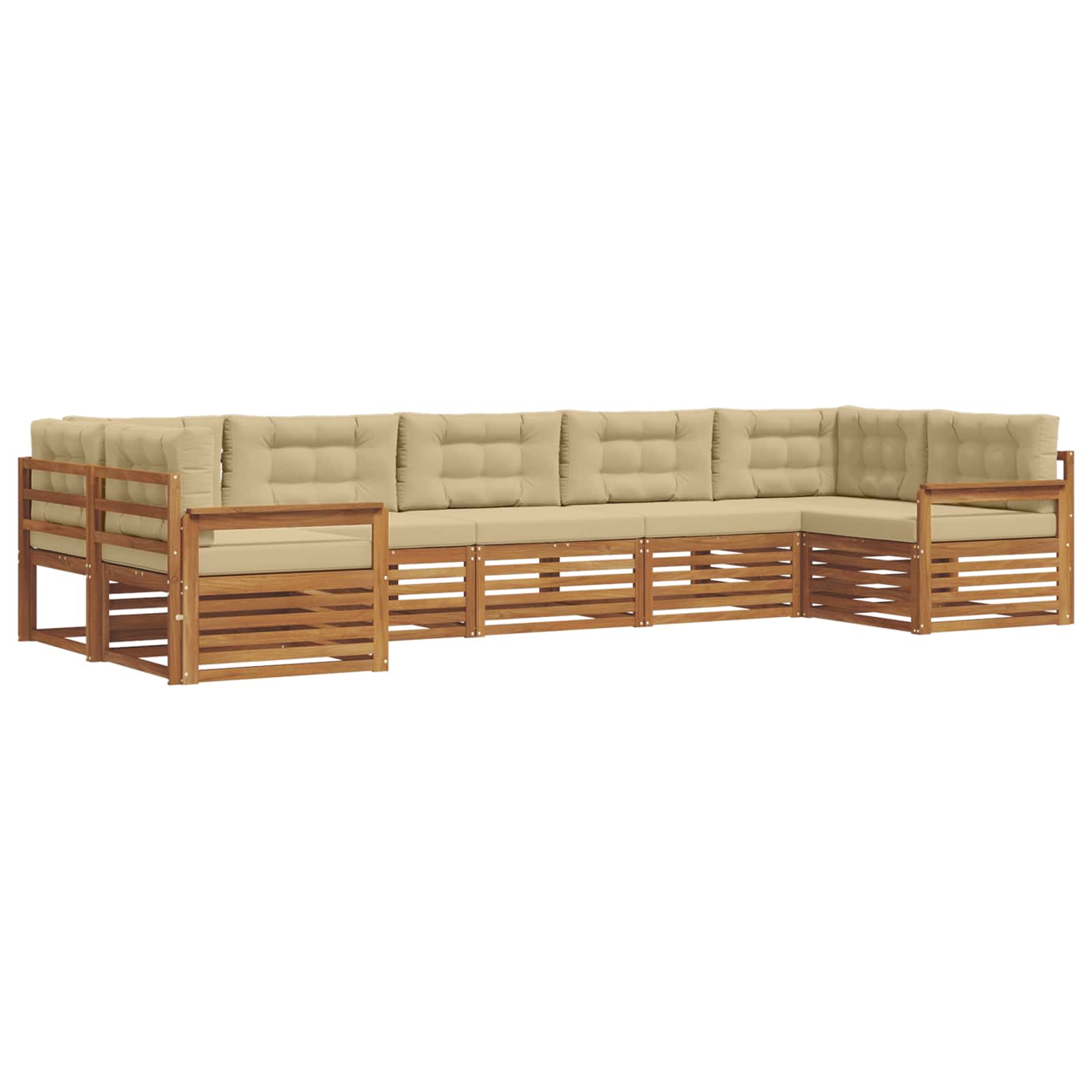 Set di divani da esterno con cuscino 7 pcs Naturale e Beige | homemem39