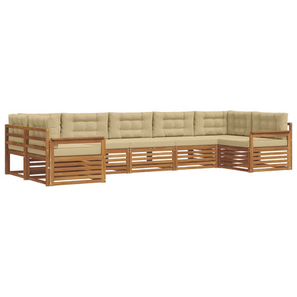 Set di divani da esterno con cuscino 7 pcs Naturale e Beige | homemem39