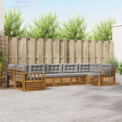 Set di divani da esterno 7 pcs Grigio Naturale e Chiaro
