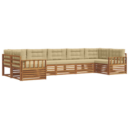 Set di divani da esterno con cuscino 7 pcs Naturale e Beige | homemem39