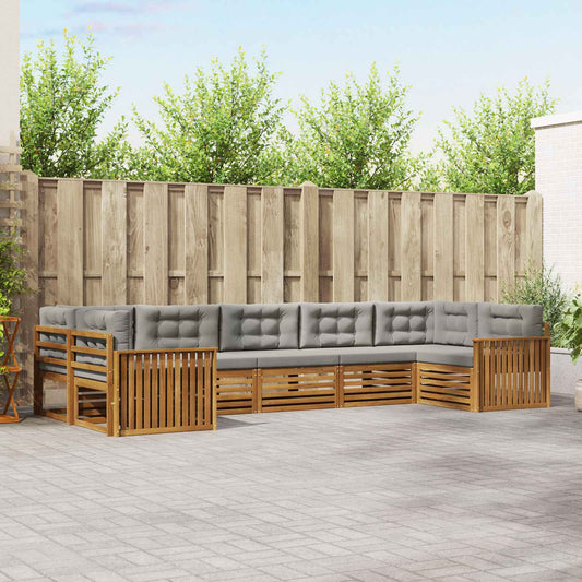 Set di divani da esterno 7 pcs Grigio Naturale e Chiaro | homemem39