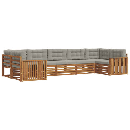Set di divani da esterno 7 pcs Grigio Naturale e Chiaro | homemem39