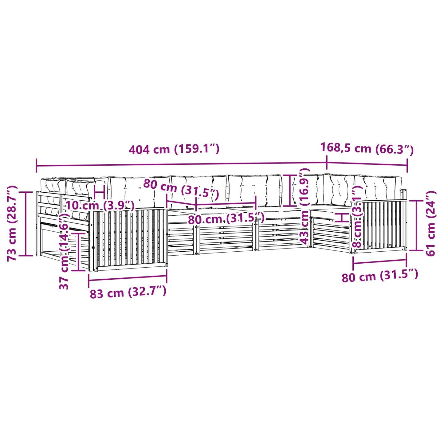 Set di divani da esterno 7 pcs Grigio Naturale e Chiaro | homemem39