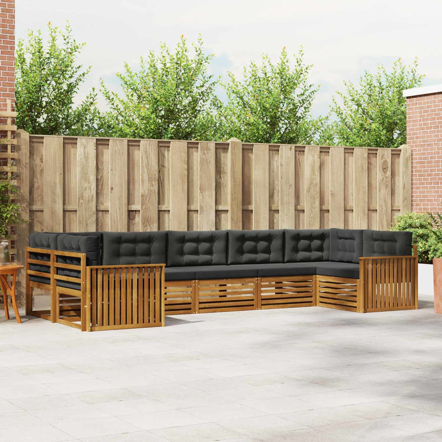 Set di divani da esterno con cuscino 7 pcs Naturale e Antracite | homemem39