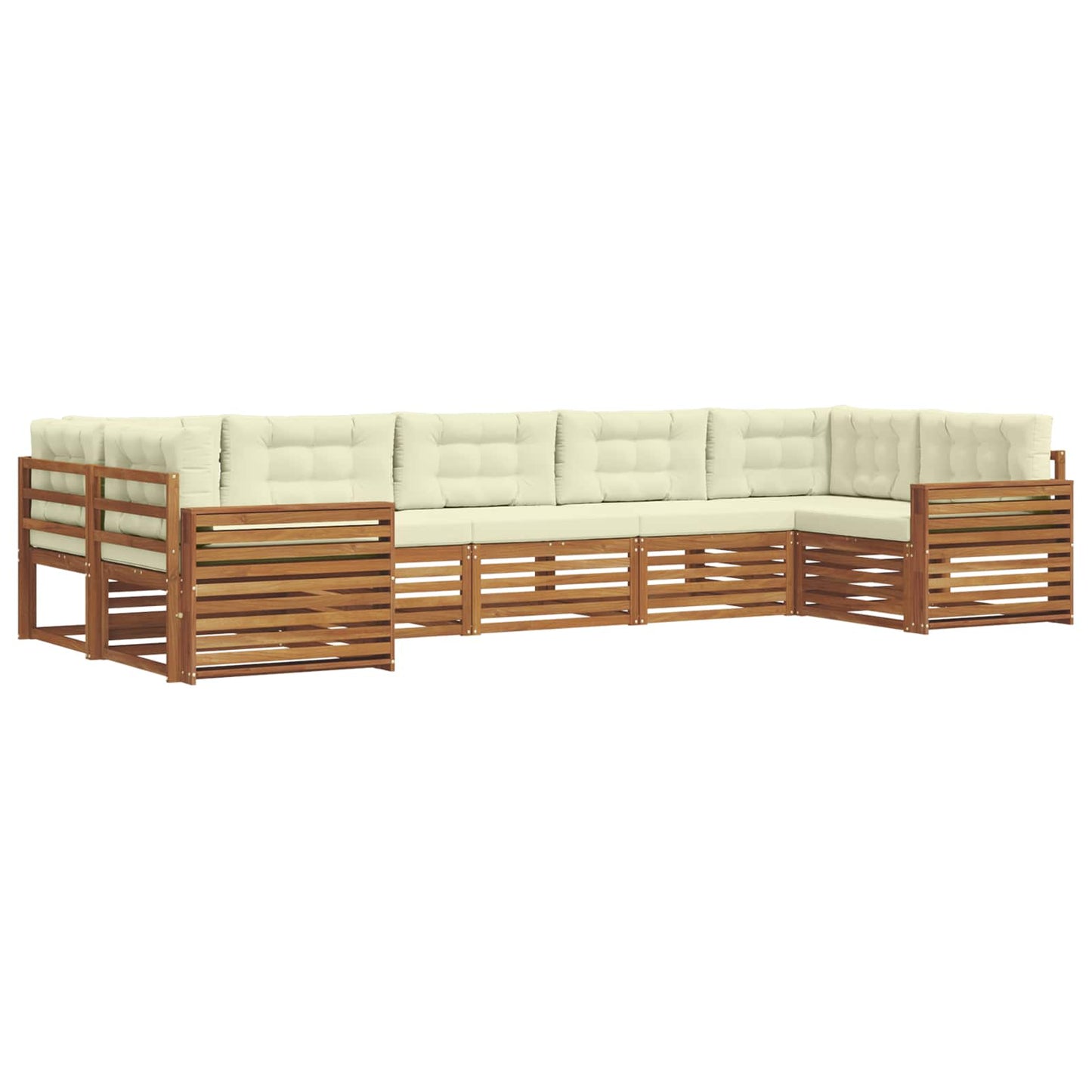 Set di divani da esterno con cuscino 7 pcs Naturale e Crema