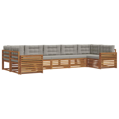 Set di divani da esterno 7 pcs Grigio Naturale e Chiaro | homemem39
