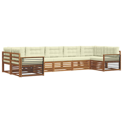 Set di divani da esterno con cuscino 7 pcs Naturale e Crema | homemem39