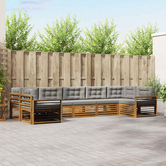 Set di divani da esterno 7 pcs Grigio Naturale e Chiaro