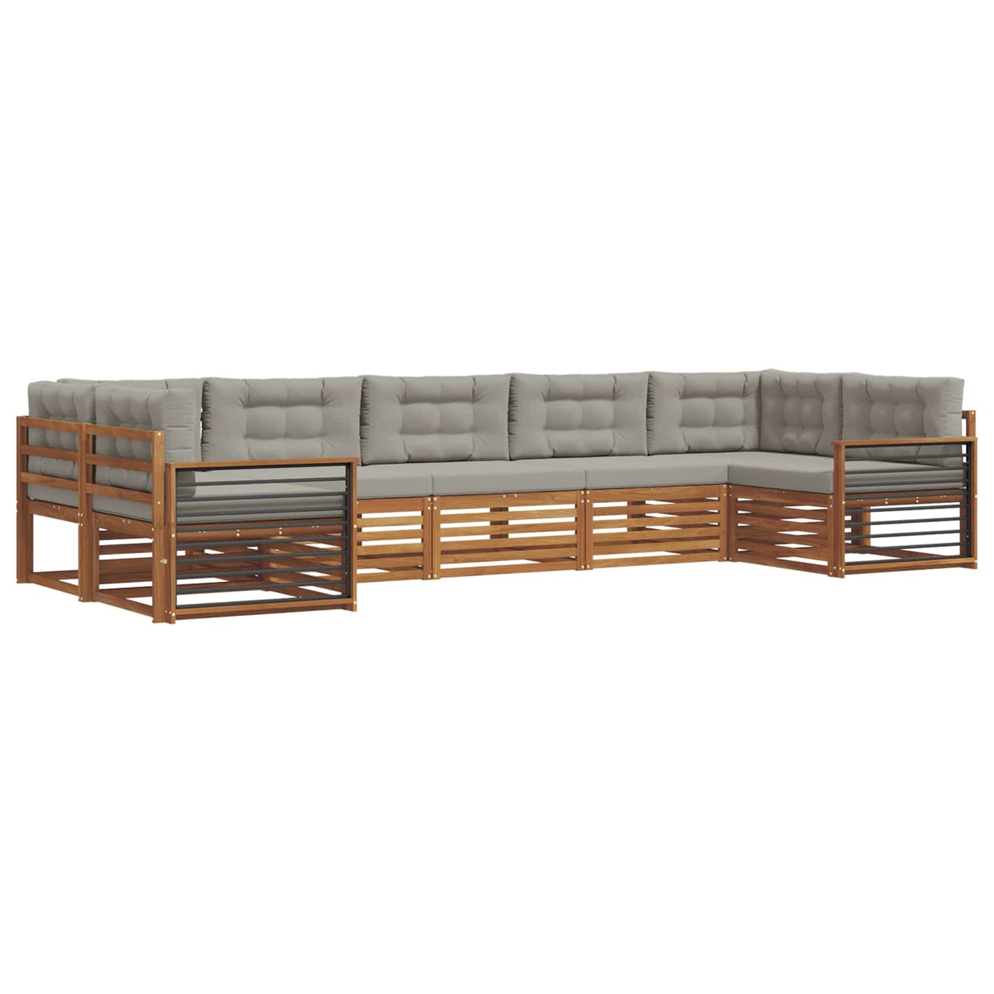 Set di divani da esterno 7 pcs Grigio Naturale e Chiaro