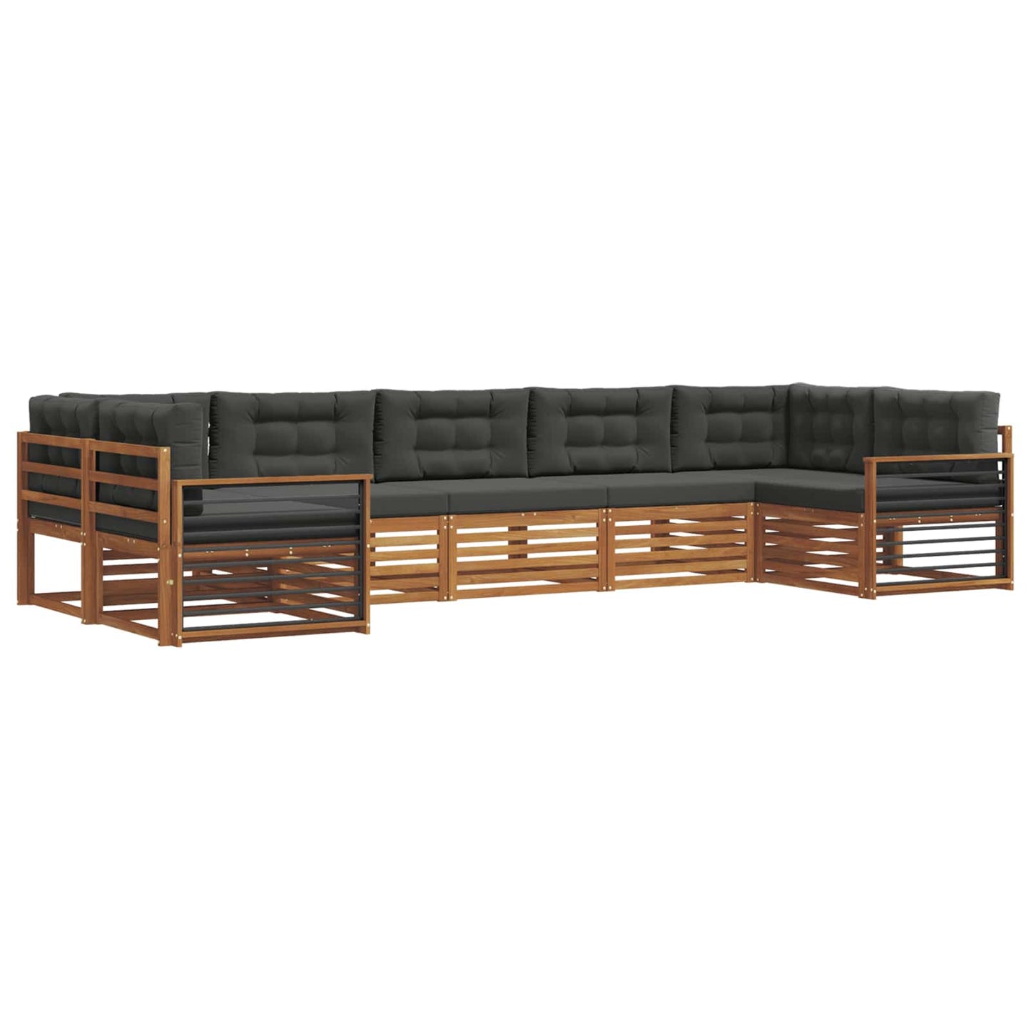 Set di divani da esterno con cuscino 7 pcs Naturale e Antracite