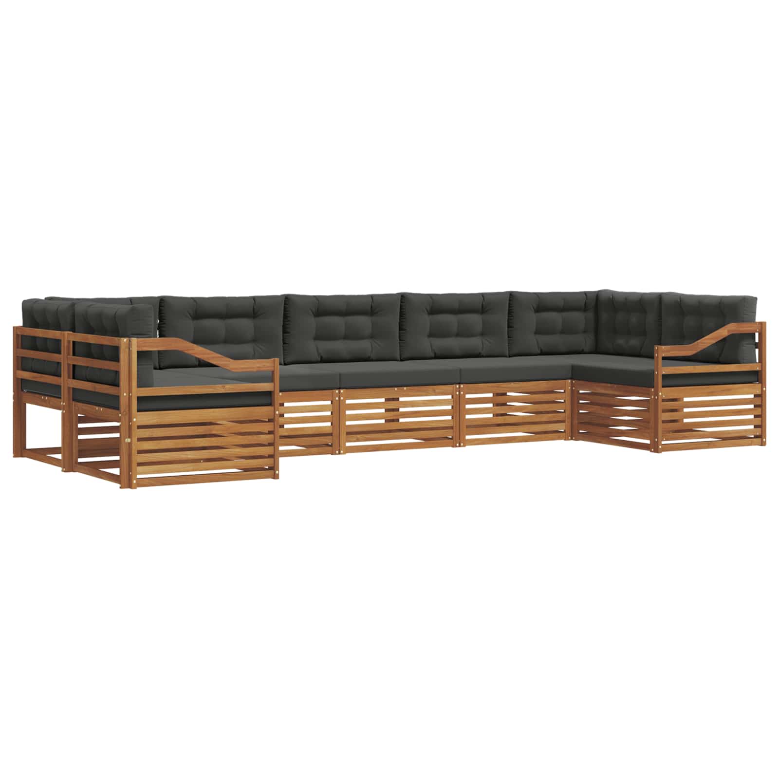 Set di divani da esterno con cuscino 7 pcs Naturale e Antracite | homemem39
