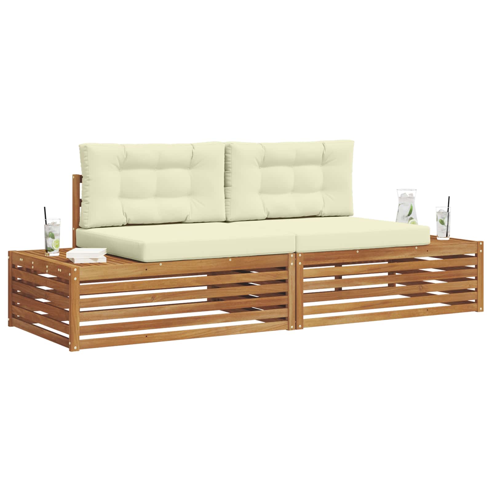 Set di divani da esterno Naturale e Crema 203,5 x 83 x 73 cm | homemem39
