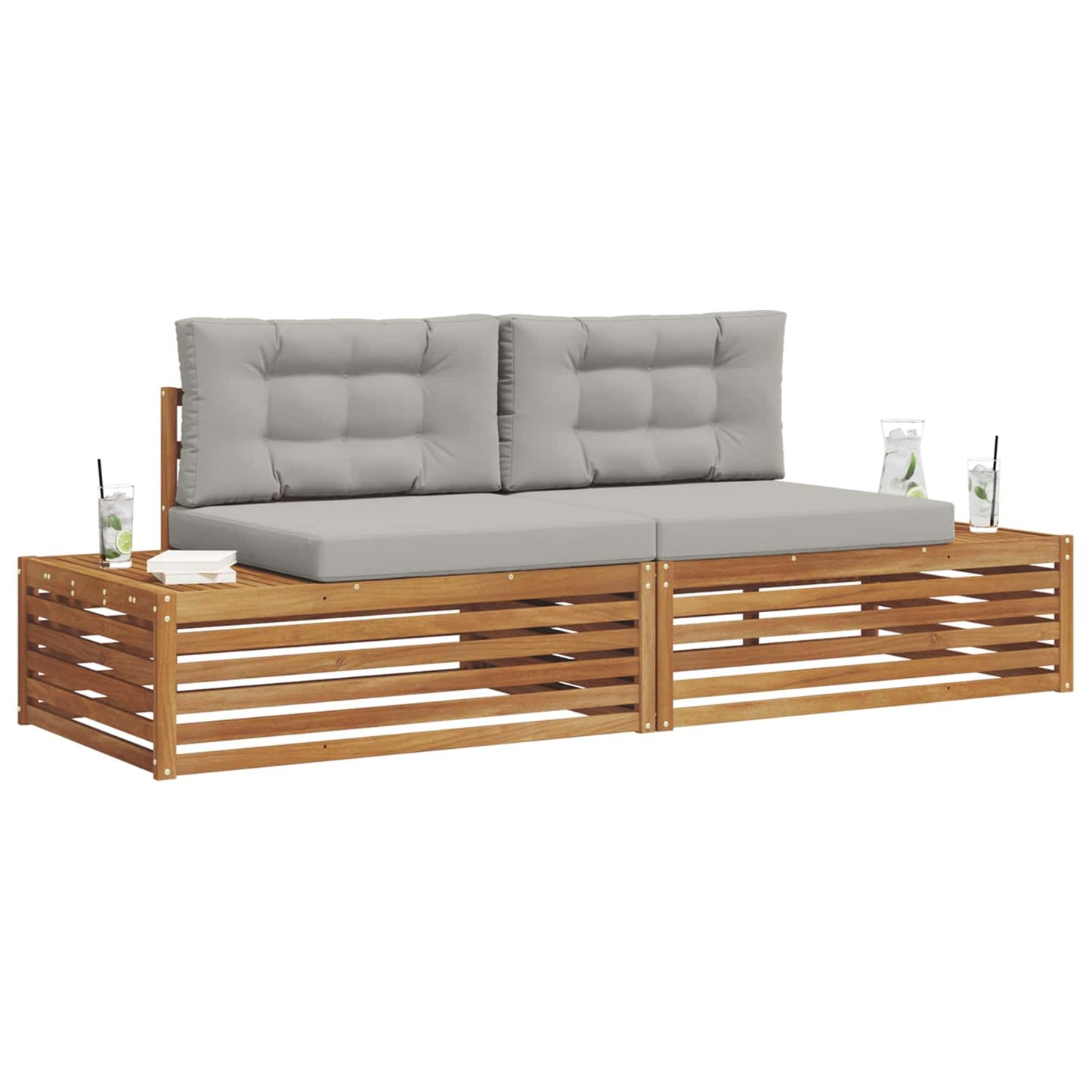 Set di divani da esterno con cuscino Grigio Naturale e Chiaro | homemem39