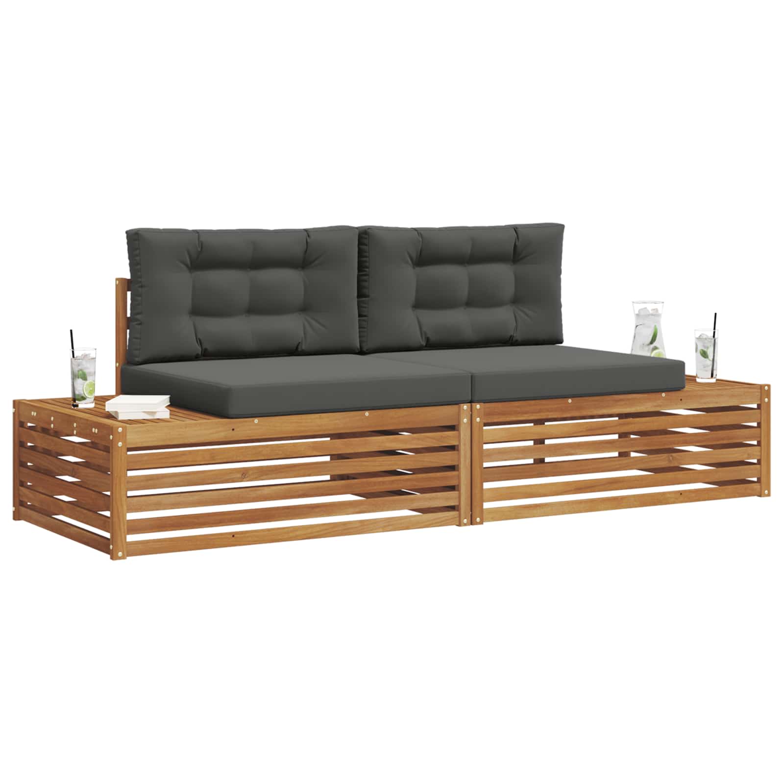 Set di divani da esterno con cuscino Naturale e Antracite | homemem39