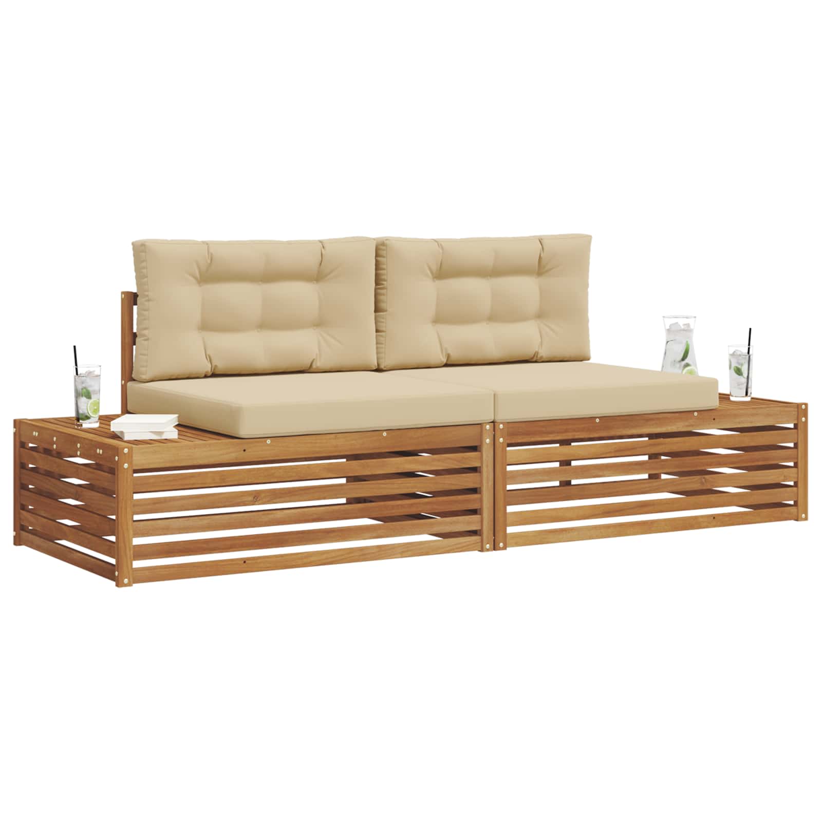 Set di divani da esterno Naturale e Beige 203,5 x 83 x 73 cm | homemem39