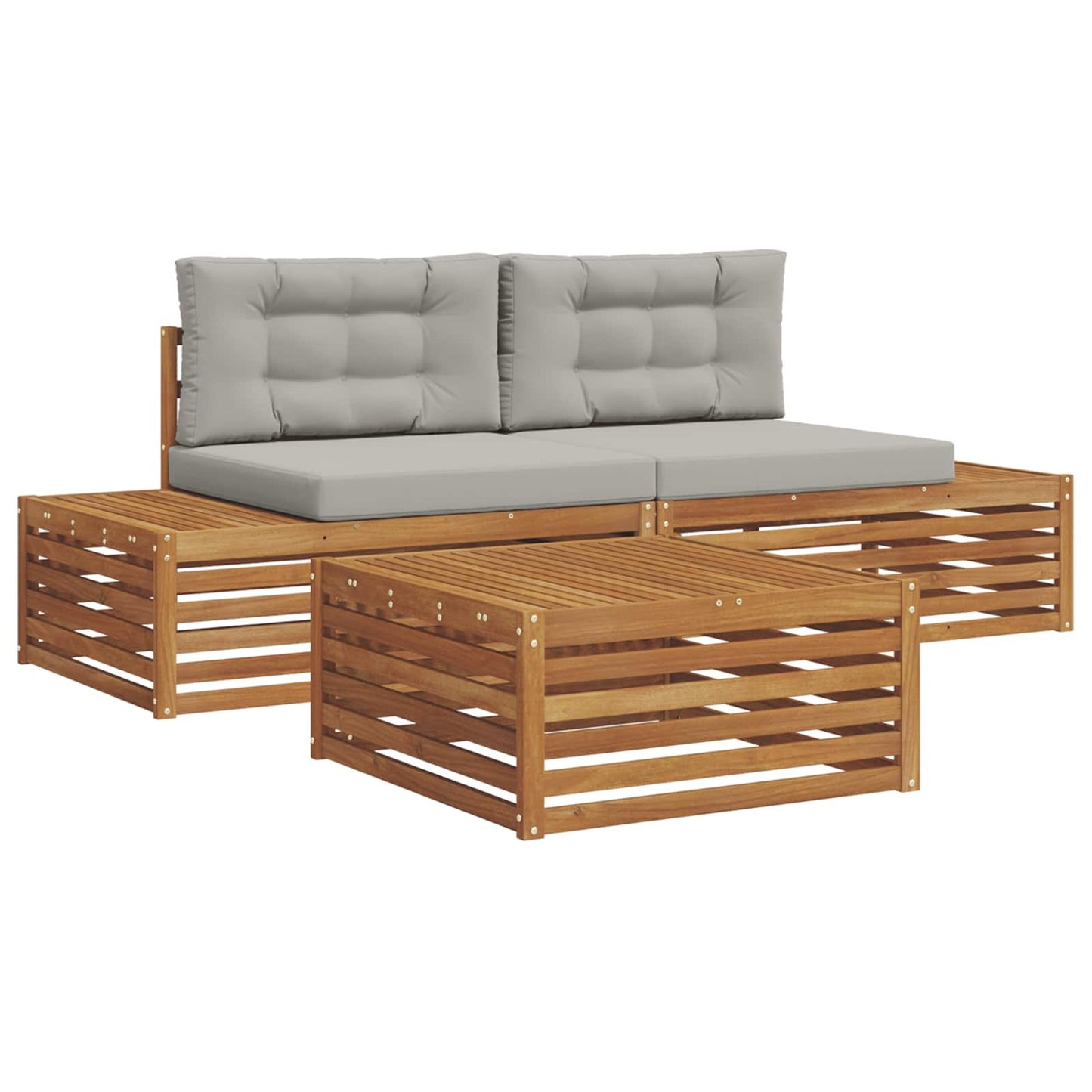 Set di divani da esterno 3 Pezzo Grigio Naturale e Chiaro | homemem39