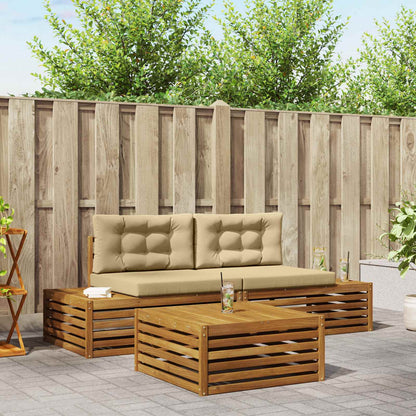 Set di divani da esterno con cuscino 3 Pezzo Naturale e Beige | homemem39