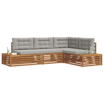 Set di divani da esterno 4 Pezzo Grigio Naturale e Chiaro | homemem39