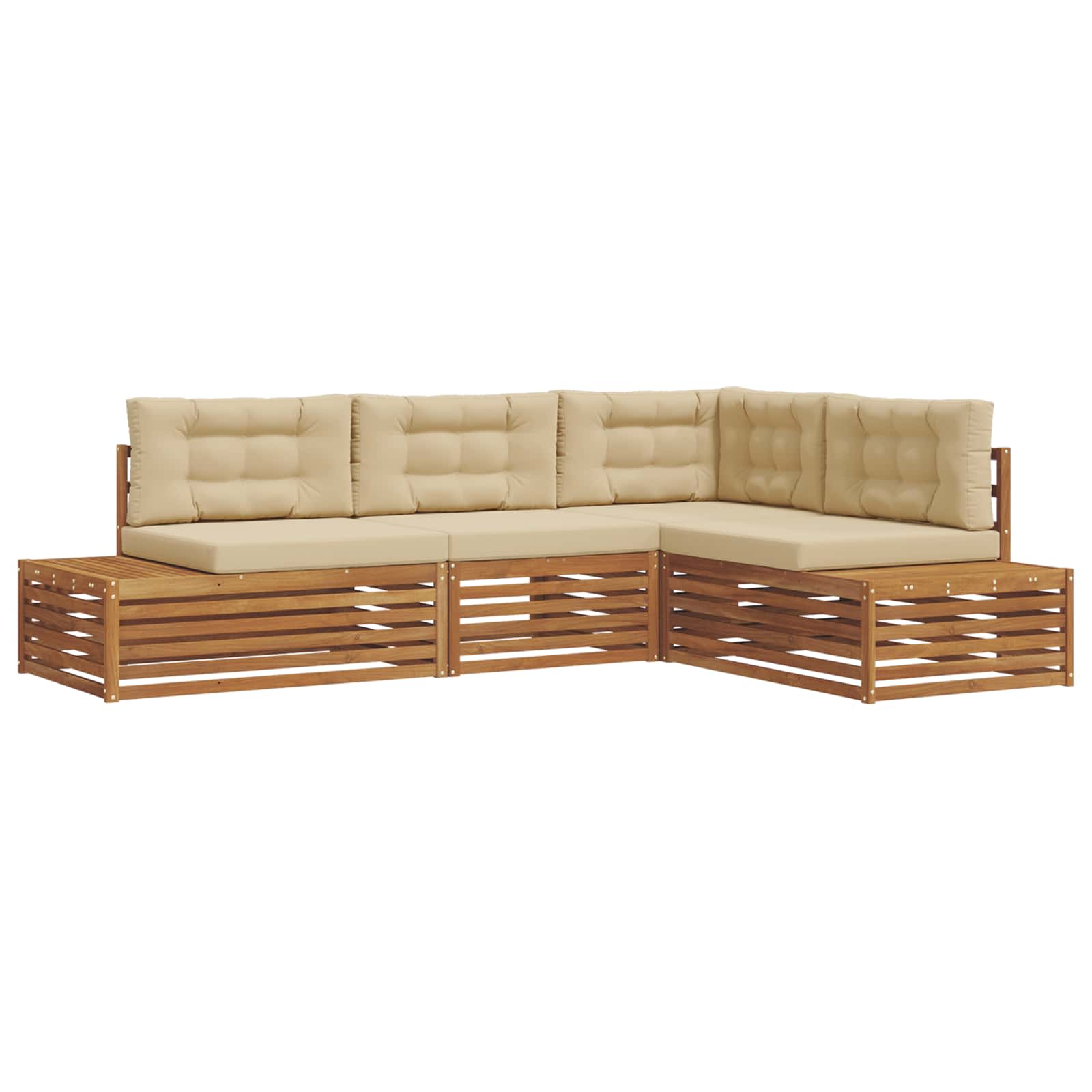 Set di divani da esterno con cuscino 4 Pezzo Naturale e Beige | homemem39