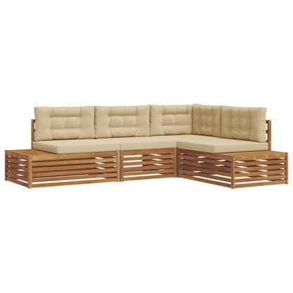 Set di divani da esterno con cuscino 4 Pezzo Naturale e Beige | homemem39