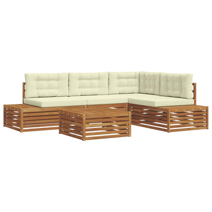 Set di divani da esterno con cuscino 5 Pezzo Naturale e Crema | homemem39