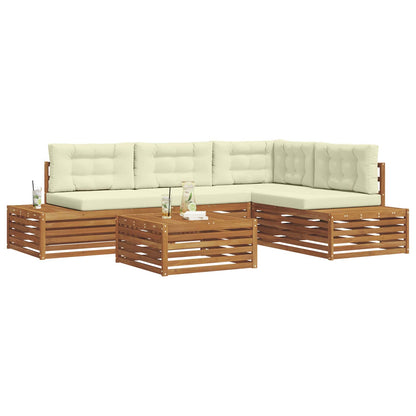 Set di divani da esterno con cuscino 5 Pezzo Naturale e Crema | homemem39