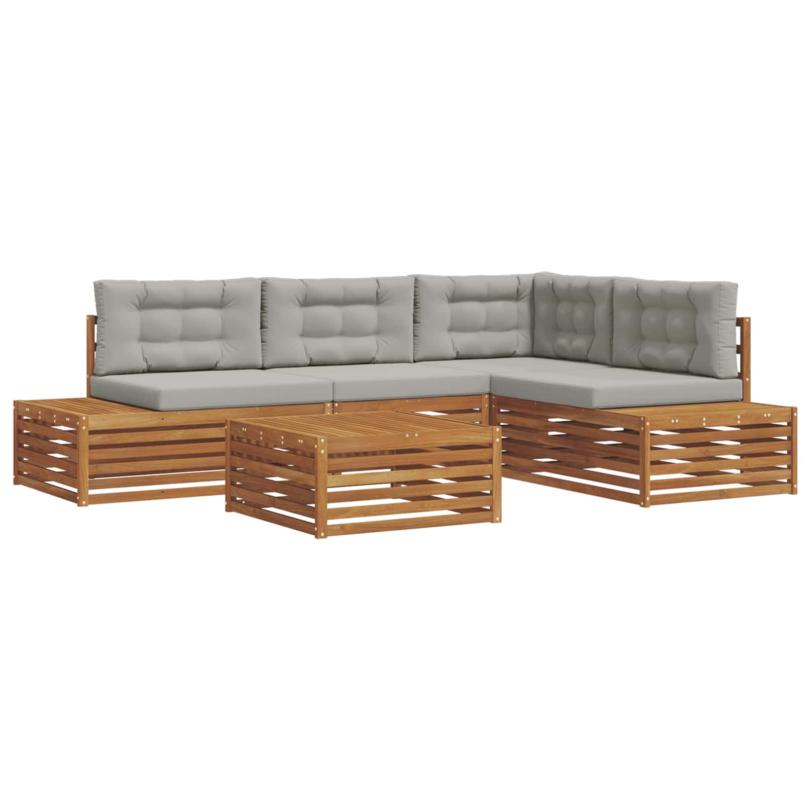 Set di divani da esterno 5 Pezzo Grigio Naturale e Chiaro | homemem39