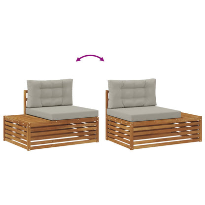 Set di divani da esterno 5 Pezzo Grigio Naturale e Chiaro | homemem39