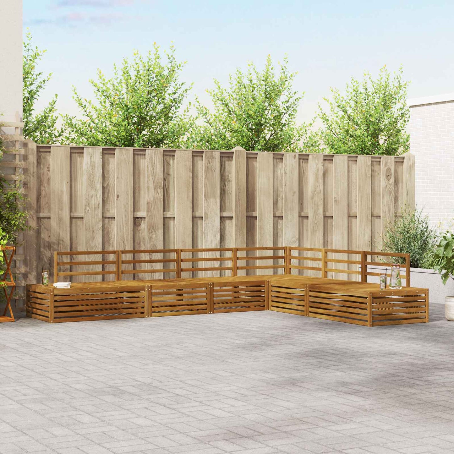 11 pz Set di divani da esterno Legno di Acacia Massello Marrone