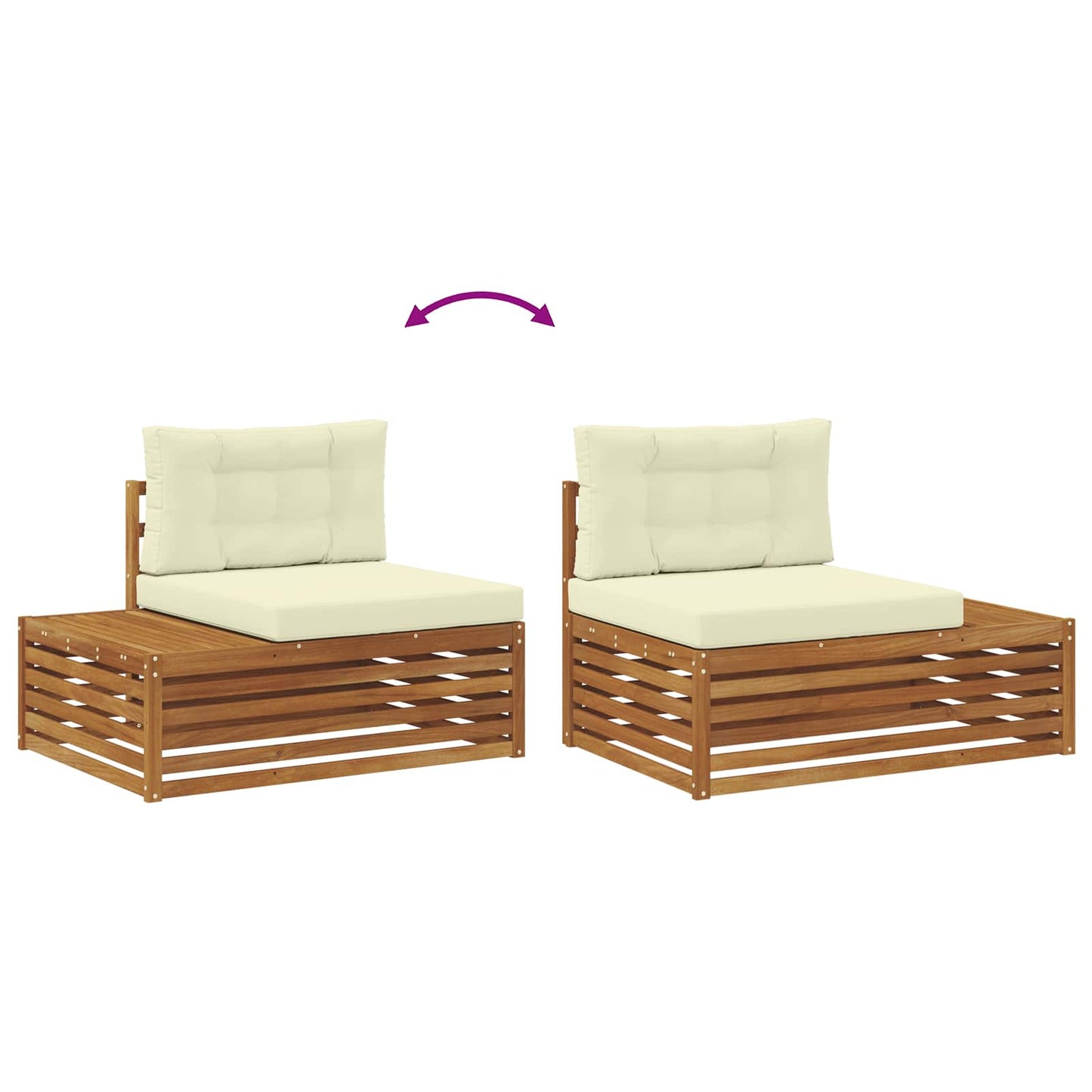 Set di divani da esterno con cuscino 6 Pezzo Naturale e Crema | homemem39